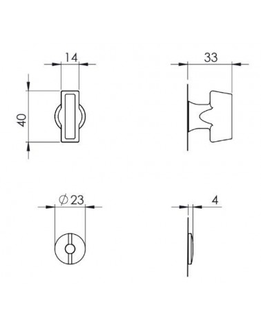 Roseta de porta VERUM slim para WC (modelo Atlanta) - puxador design