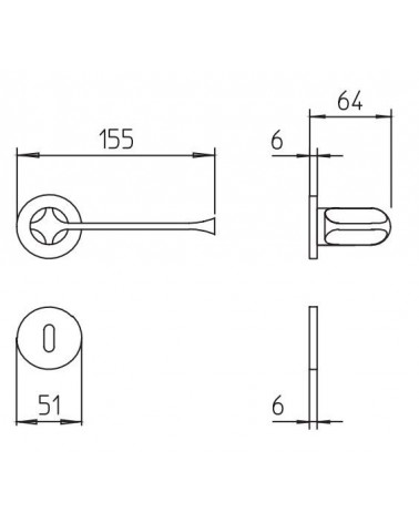 Puxador de porta moderno Mandelli MM80 com dimensões