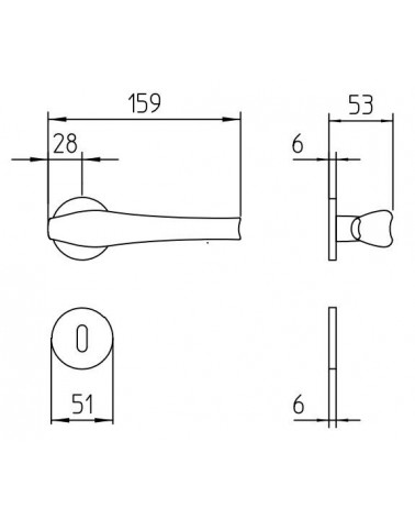 Puxador de porta em latão Mandelli Aqualung com dimensões