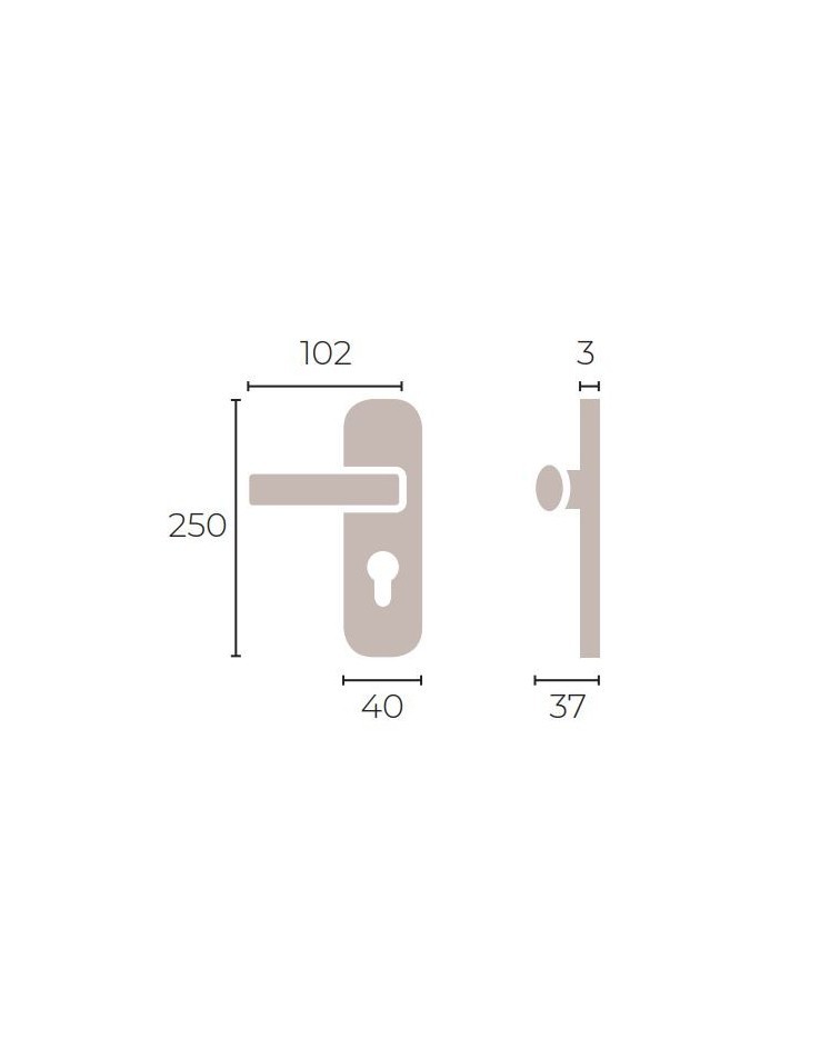 Puxador de porta moderno sobre placa Latão - MADE IN FRANCE - puxador design
