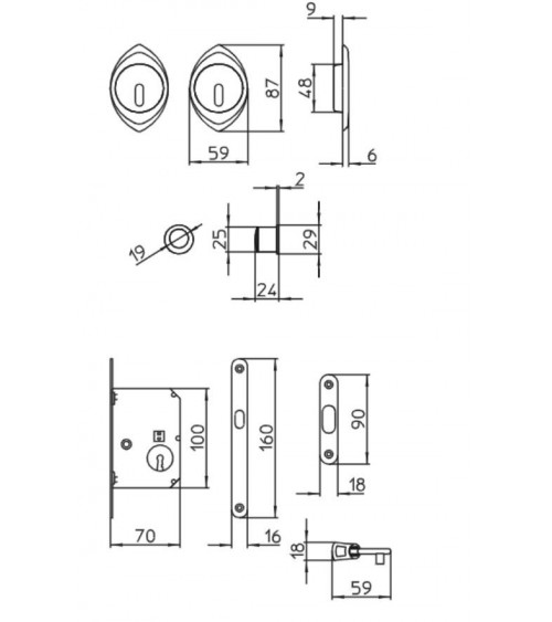 Maçaneta para porta de correr sóbria MANDELLI 368TC/S maçaneta design