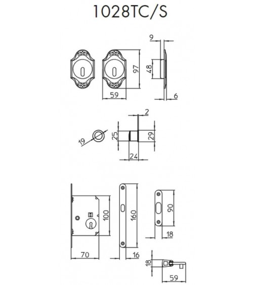 Maçaneta para porta deslizante chique MANDELLI 1028TC/S ferragem design