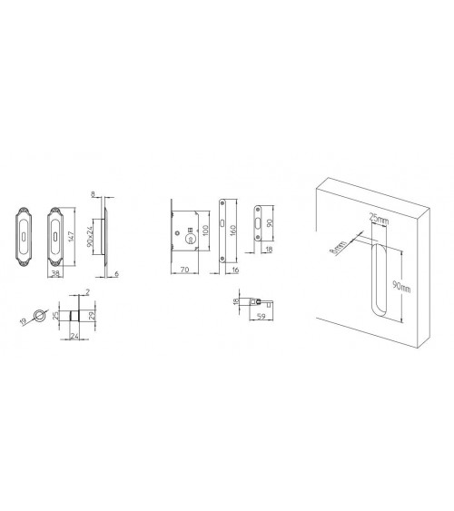 Puxador para porta de correr chique MANDELLI 1028C/S ferragens design