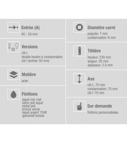 Bonaiti B-France chave de cilindro - fechadura magnética design com chave "i" - puxador design