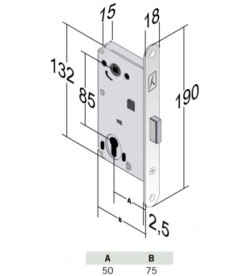 Bonaiti B-Forty chave de cilindro - fechadura magnética design com chave "i" - puxador design