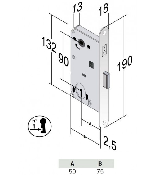 Bonaiti B-Forty chave de quarto - fechadura magnética moderna com chave L - puxador design