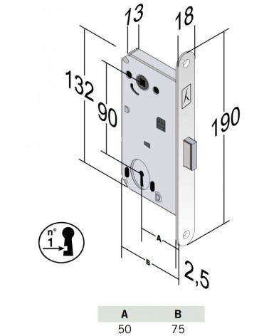 Bonaiti B-Forty chave de quarto - fechadura magnética moderna com chave L - puxador design