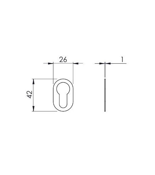 Roseta de porta VERUM slim, para chave de cilindro - puxador design
