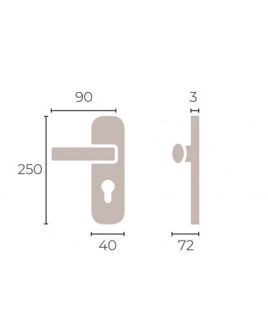 Maçaneta de porta design em placa de Latão - MADE IN FRANCE - ferragens design