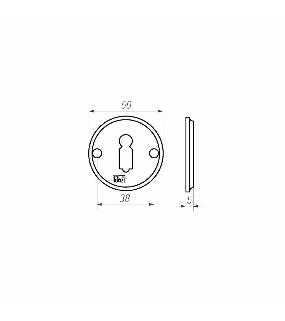 Espelho de porta R PURE chave L-50R - ferragens decorativas