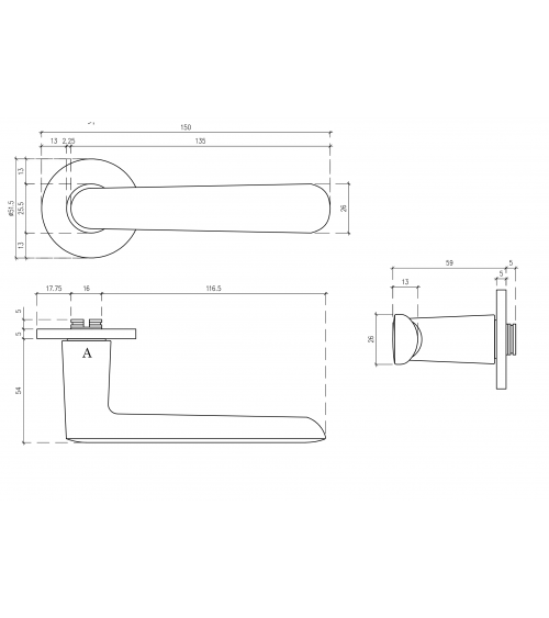 Maçaneta de porta em cobre ARIA maçaneta design