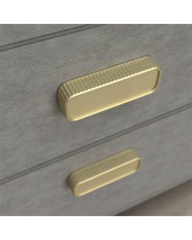 Puxador de móvel dourado mate WEGA puxador design visto de cima fixado num gaveta