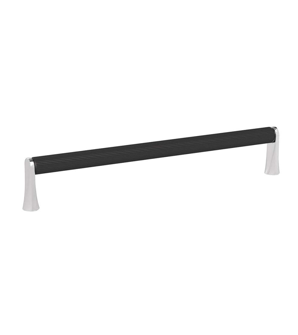 Puxador de móvel anodizado preto/cromo brilhante NATALE estriado design