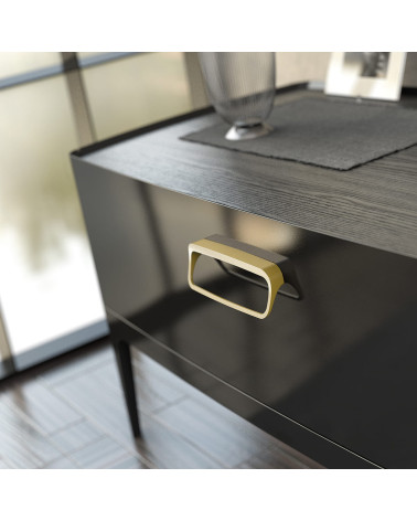 Puxador de móvel ouro mate LAGO puxador design montado num móvel