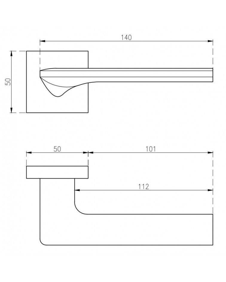 Puxador de porta LUNARIA com dimensões