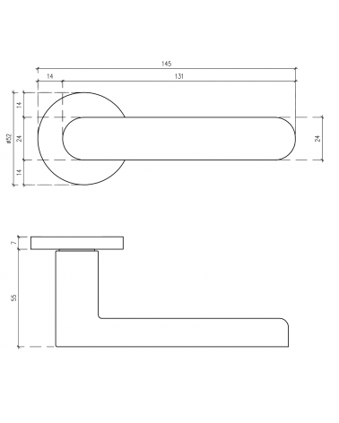 Puxador de porta ALORA com dimensões