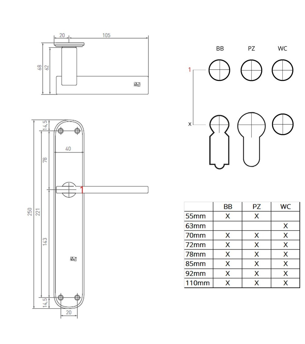 Puxador de porta cor ferrugem sobre placa em bronze P2017 - puxador design