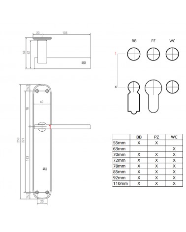 Puxador de porta cor ferrugem sobre placa em bronze P2017 - puxador design