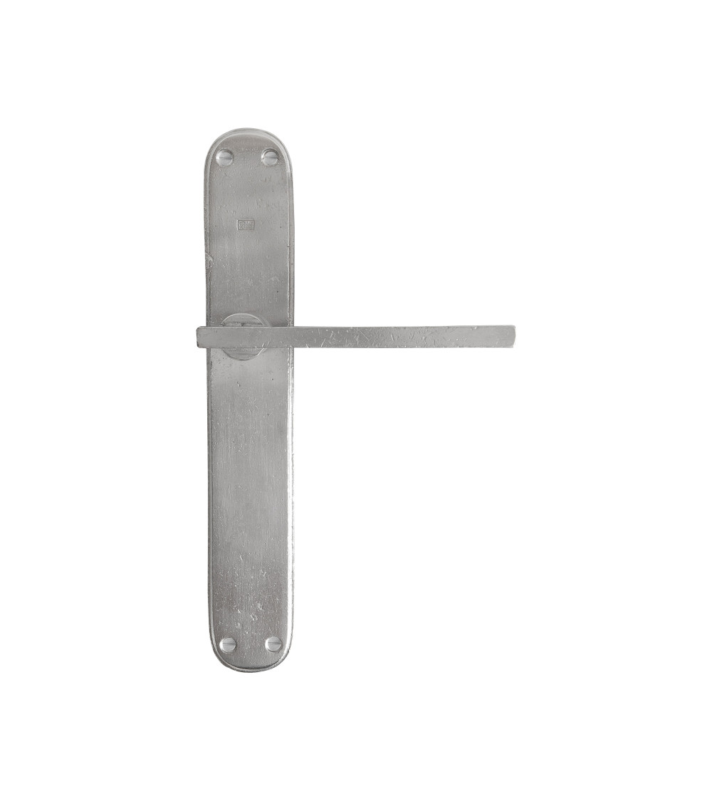 Puxador de porta em cromo escovado em placa de bronze P2017 - puxador design