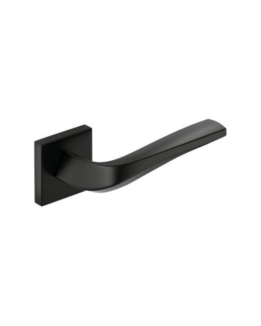 Puxador de porta preto mate FLOW sobre placa quadrada - puxador design