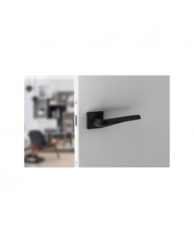Puxador de porta preto mate FLOW em placa quadrada - puxador design