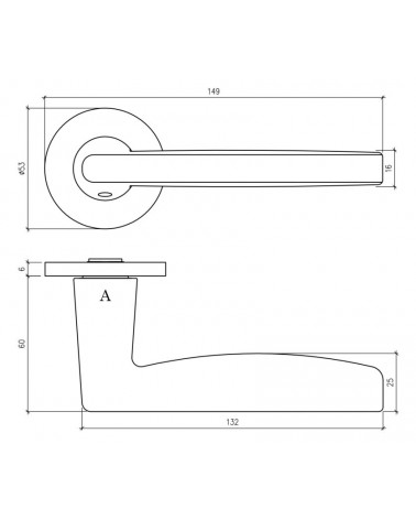 Puxador de porta LUNA com dimensões