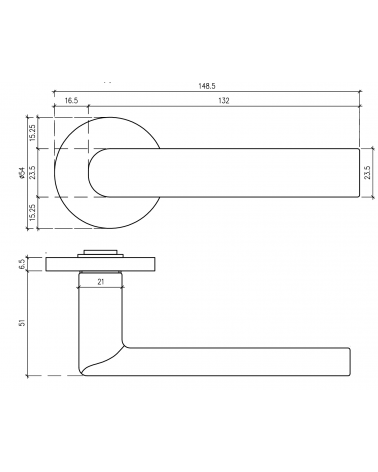 Puxador de porta SILENA com dimensões