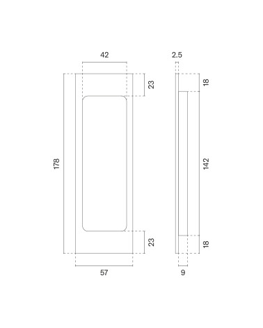 Puxador de porta de correr APRILE HD 240 com dimensões