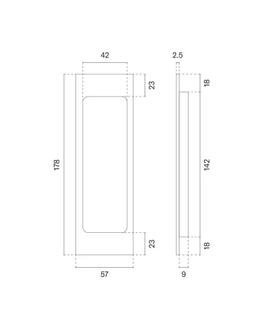 Puxador de porta de correr APRILE HD 240 com dimensões