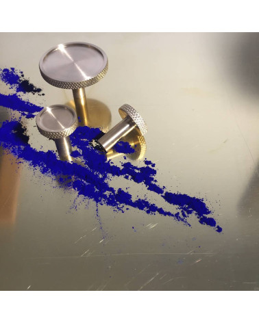 Puxador de móvel em latão VERA design com decoração em pó azul