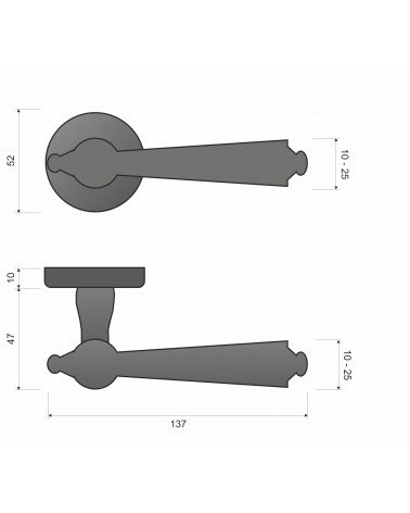 Puxador de porta em zamak MILLENAIRE design com dimensões
