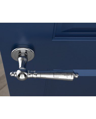 Puxador de porta em zamak MILLENAIRE design cor 1 vista de cima montado numa porta