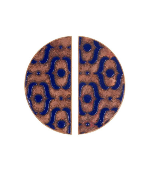Puxador de Móvel em carvalho esmaltado semicircular azul