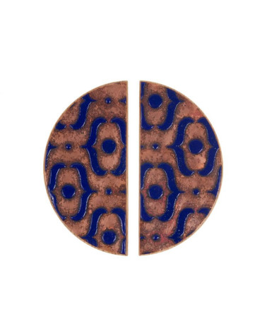 Puxador de Móvel em carvalho esmaltado semicircular azul