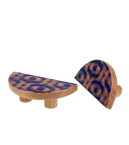 Puxador de Móvel em carvalho esmaltado semicircular azul