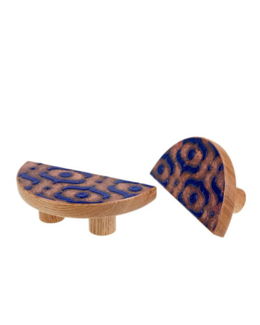 Puxador de Móvel em carvalho esmaltado semicircular azul