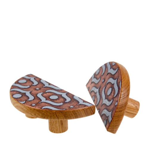 Puxador de Móvel em carvalho esmaltado semicircular cinzento