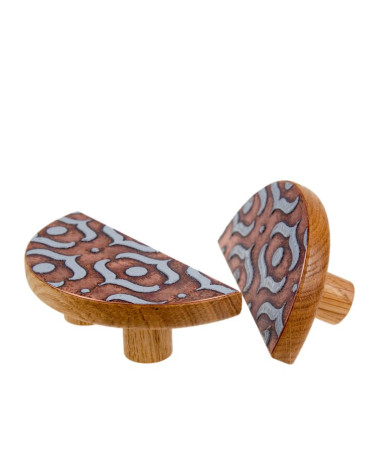 Puxador de Móvel em carvalho esmaltado semicircular cinzento