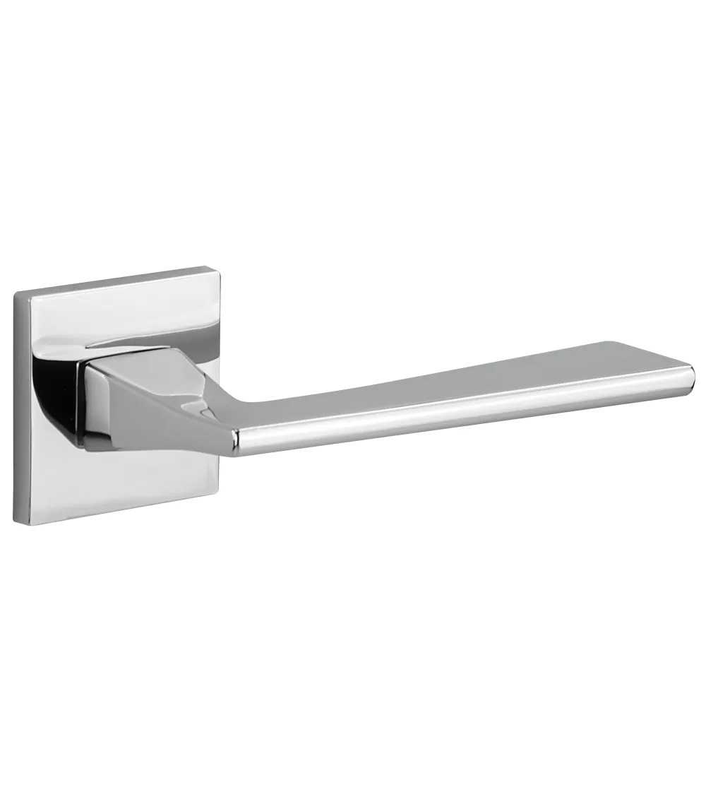 Maçaneta de porta cromada acetinada VS SPY quadrada - maçaneta design