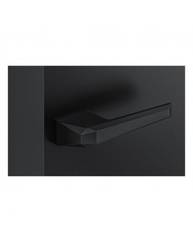 Puxador de porta preto Prisme design visto de cima montado numa porta