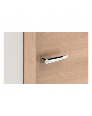 Puxador de porta cromado brilhante Prisme design vista de cima montado numa porta