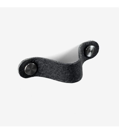 Puxador de móvel em couro de ananás pinatex cor Preto/Aço