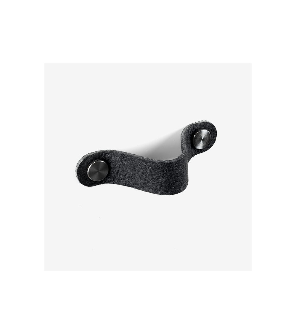 Puxador de móvel em couro de ananás pinatex cor Preto/Aço