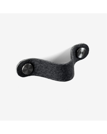 Puxador de móvel em couro de ananás pinatex cor Preto/Aço