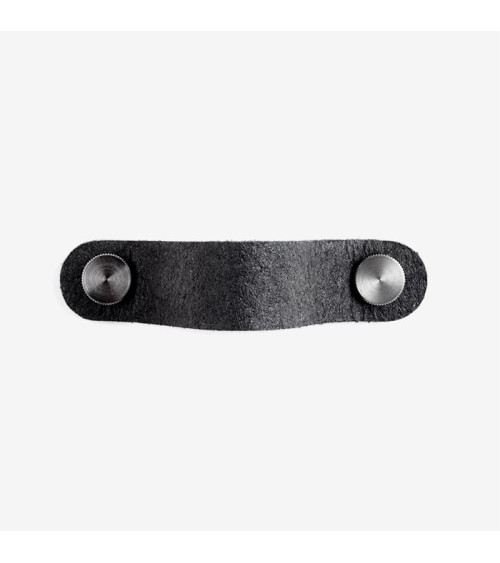 Puxador de móvel em couro de ananás pinatex cor Preto/Aço