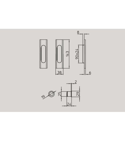 Puxador para porta deslizante moderna MANDELLI 1108TC/S puxador design
