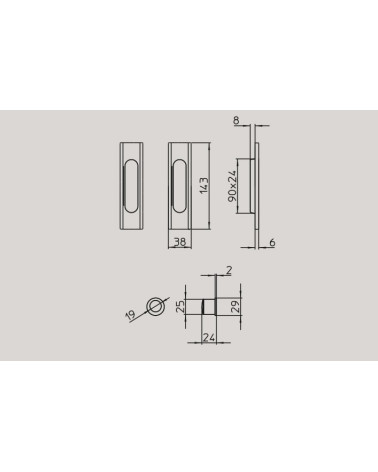 Puxador para porta de correr moderno MANDELLI 1108TC/S com dimensões