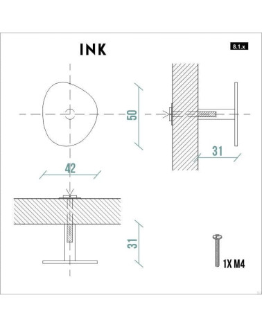 Botão de móvel INK Preto