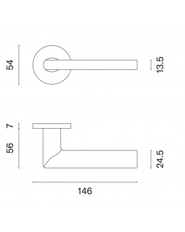 Puxador de porta KALMIA com dimensões