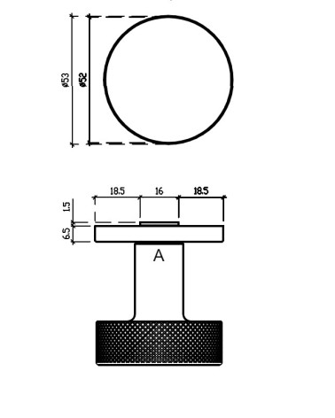 Botão de porta TUJA com dimensões